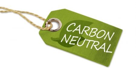 Green carbon neutral tag label representing eco-friendly heating solutions