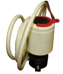 Hydronic heating actuator valve with cable connections and red indicator ring