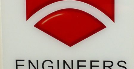 Engineers Australia Sydney Division physical wall sign with red hexagon logo