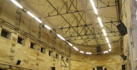 Schwank radiant heating installation inside heritage sandstone hall at National Art School Sydney