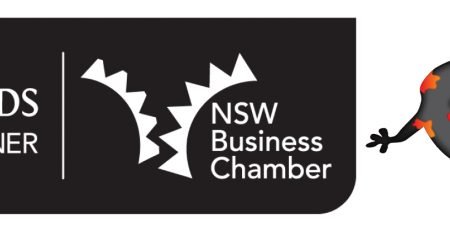NSW Business Chamber Business Awards 2015 Regional Winner badge alongside Solamander logo