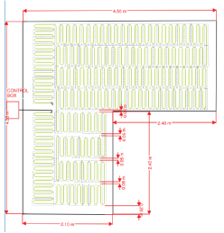 freezer_mat_design Frost heave mat installation floor plan with dimensions and control box position for cold storage