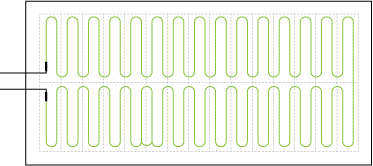 frost_heave_layout_configuration Frost heave mat layout configuration diagram showing heating cable grid pattern with lead wires