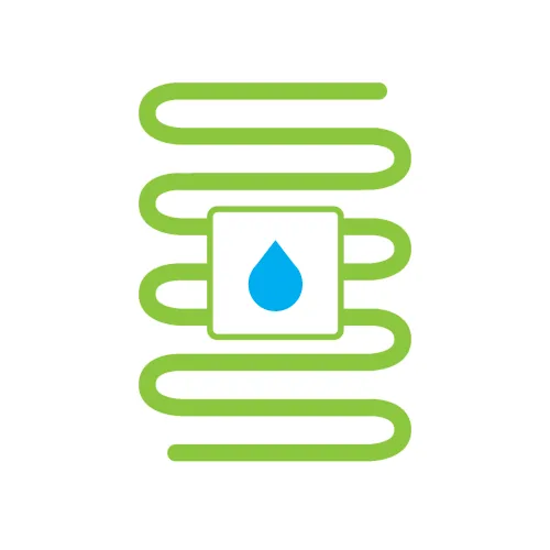 Hydronic heating coil icon with water droplet symbol